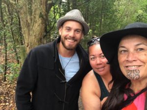 Debbie Packer with With Te Whare HokaHoka founder Shay Wright and Hiria Tamarapa